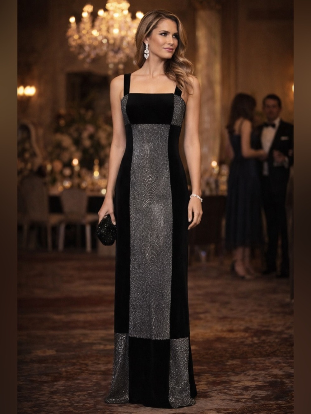 JESSICA MCCLINTOCK for GUNNE SAX Vintage 90’s Velvet Glitter Color-block Dress 6
